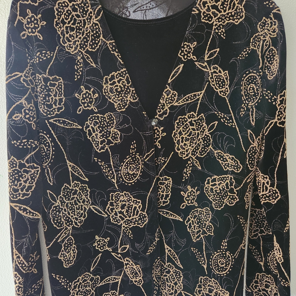 Elegant Black and Gold Floral Women's Jacket